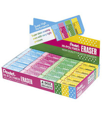 Mini gomma Hi Polymer - colori assortiti - Pentel - display 48 pezzi