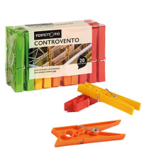 Mollette biancheria Controvento Colours - colori assortiti - Perfetto - conf. 20 pezzi