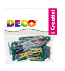 Mollettine mini - in legno - colori pastello - 25 mm  - Deco - conf. 45 pezzi