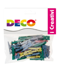 Mollettine mini - in legno - colori pastello - 25 mm  - Deco - conf. 45 pezzi