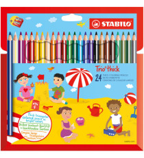 Pastello Trio Thick - diametro mina 4,2 mm - con temperino - colori assortiti - Stabilo - astuccio 24 pezzi