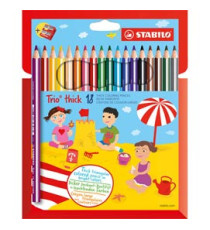 Pastello Trio Thick - diametro mina 4,2 mm - con temperino - colori assortiti - Stabilo - conf. 18 pezzi