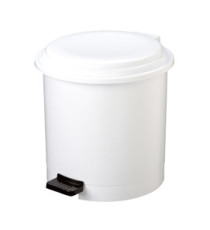Pattumiera a pedale Ruf - PP - 12 L - diametro 27 cm - altezza 34 cm - bianco - Medial