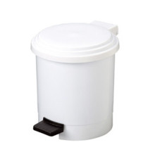 Pattumiera a pedale Ruf - PP - 6 L - diametro 22,5 cm - altezza 26,5 cm -  bianco - Medial