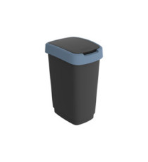 Pattumiera con coperchio basculante - 25 L - 33,3 x 25,2 x 47,6 cm - PPL - nero/blu - Rotho