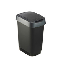 Pattumiera con coperchio basculante - 25 L - 33,3 x 25,2 x 47,6 cm - PPL - nero/grigio - Rotho