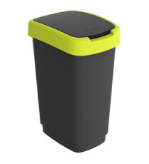 Pattumiera con coperchio basculante - 50 L - 40,1 x 29,1 x 60,2 cm - PPL - nero/verde lime - Rotho