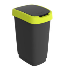 Pattumiera con coperchio basculante - 50 L - 40,1 x 29,1 x 60,2 cm - PPL - nero/verde lime - Rotho