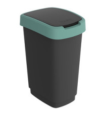 Pattumiera con coperchio basculante - 50 L - 40,1 x 29,1 x 60,2 cm - PPL - nero/verde scuro - Rotho