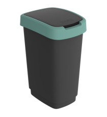 Pattumiera con coperchio basculante - 50 L - 40,1 x 29,1 x 60,2 cm - PPL - nero/verde scuro - Rotho