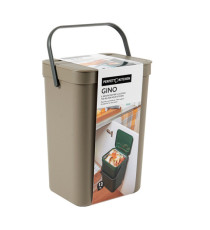Pattumiera Gino - per rifiuti organici - 24 x 19 x 35,5 cm - 12 lt - marrone - Perfetto