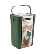 Pattumiera Gino - per rifiuti organici - 24 x 19 x 35,5 cm - 12 lt - verde bosco - Perfetto