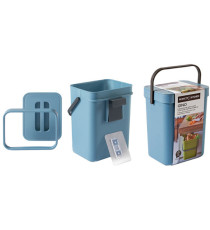 Pattumiera Gino - per rifiuti organici - 5 L - azzurro - Perfetto