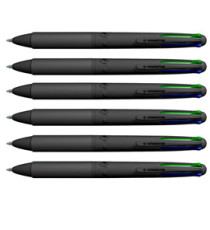 Penna a sfera 4 Multi All Black - con astuccio - punta 1,00 mm - 4 colori  - Osama - conf. 6 pezzi