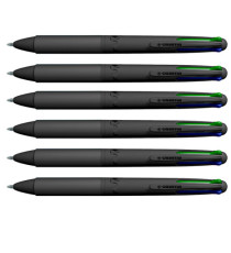 Penna a sfera 4 Multi All Black - con astuccio - punta 1,00 mm - 4 colori  - Osama - conf. 6 pezzi