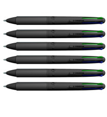 Penna a sfera 4 Multi All Black - con astuccio - punta 1,00 mm - 4 colori  - Osama - conf. 6 pezzi