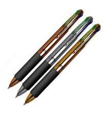 Penna a sfera 4 Multi Chrome - con astuccio - punta 1,00 mm - 4 colori  - Osama - conf. 6 pezzi