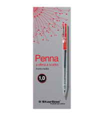 Penna a sfera a scatto  - punta 1,0mm - rosso - Starline - conf. 20 pezzi