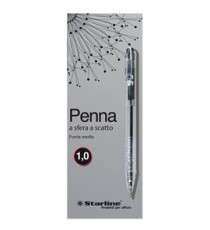 Penna a sfera a scatto - punta 1,0mm - nero  - Starline - conf. 20 pezzi