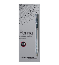 Penna a sfera a scatto - punta 1,0mm - nero  - Starline - conf. 20 pezzi