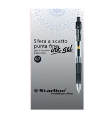 Penna a sfera a scatto con inchiostro gel - punta fine 0,7mm - nero - Starline