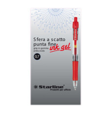 Penna a sfera a scatto con inchiostro gel - punta fine 0,7mm - rosso - Starline