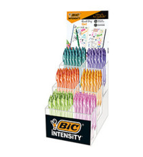 Penna a sfera a scatto Intensity Gel Quick Dry - punta 0,7mm - colori assortiti - Bic - expo 102 pezzi