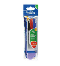 Penna a sfera cancellabile Cancellik - punta 1,0mm - colori assortiti - Tratto - conf. 4 pezzi