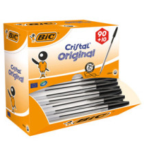 Penna a sfera Cristal  - punta media 1,0mm - nero - Bic - conf.  90+10 pezzi
