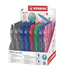 Penna a sfera Liner 308 - punta F - colori assortiti - Stabilo - expo 40 pezzi