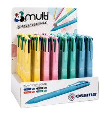 Penna a sfera scatto multifunzione 4 Multi - colori pastello assortiti - Osama - expo 48 pezzi