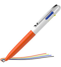 Penna a sfera Take 4 - punta media - 4 colori - fusto arancione fluo - Schneider