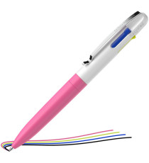 Penna a sfera Take 4 - punta media - 4 colori - fusto rosa fluo - Schneider