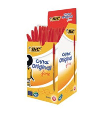 Penna sfera Cristal - punta fine 0,8 mm - rosso - Bic - conf. 50 pezzi