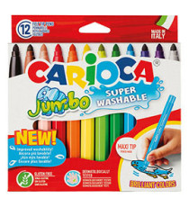 Pennarelli Jumbo - punta 6,0mm - colori assortiti - lavabili - Carioca - astuccio 12 pezzi