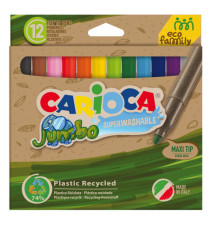 Pennarelli Jumbo Eco Family - lavabili - colori assortiti - Carioca - scatola 12 pezzi