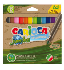 Pennarelli Jumbo Eco Family - lavabili - colori assortiti - Carioca - scatola 12 pezzi