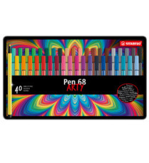 Pennarelli Pen 68 - colori assortii - Stabilo - scatola in metallo 40 pezzi