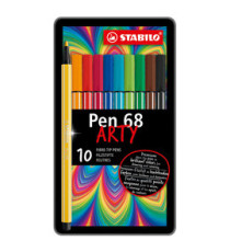 Pennarelli Pen 68 - colori assortiti - Stabilo - scatola in metallo 10 pezzi
