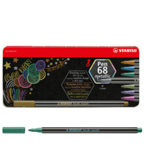 Pennarelli Pen 68 - colori assortiti metallic - Stabilo - scatola in metallo 8 pezzi