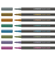 Pennarelli Pen 68 - colori assortiti metallic - Stabilo - scatola in metallo 8 pezzi