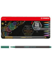 Pennarelli Pen 68 - colori assortiti metallic - Stabilo - scatola in metallo 8 pezzi