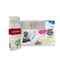 Pennarelli Pen 68 Brush - colori assortiti - Stabilo - rotolo 18 pezzi