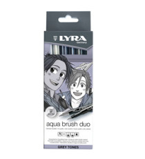 Pennarello Aqua Brush Duo - scala di grigio - Lyra - conf. 6 pezzi