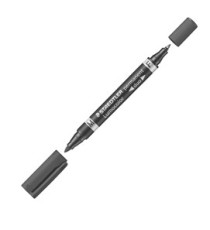 Pennarello Lumocolor Permanent Duo 348 punta feltro - punta 0,6mm e 1,5mm - nero - Staedtler