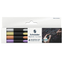 Pennarello Metallic Liner 020 - punta 1,2 mm - colori assortiti - Schneider - conf. 4 pezzi