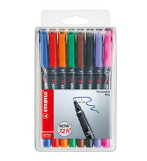 Pennarello OHPen universal permanente 842  - punta fine 0,7 mm - colori assortiti - Stabilo - conf. 8 pezzi