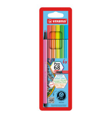 Pennarello Pen 68 - colori assortiti neon - Stabilo - astuccio 6 pezzi