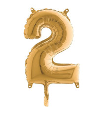 Palloncino - numero 2 - H 36 cm - mylar - oro - Big party