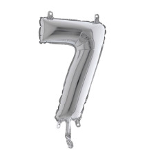 Palloncino - numero 7 - H 36 cm - mylar - argento - Big party